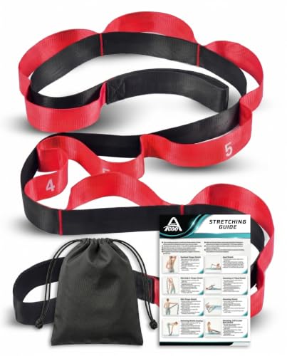 Acozycoo Stretching Strap with Loops for Physical Therapy,Knee,Calf,Back - color: Red, size: Length: 86 Inch, Width: 1.5 Inch
