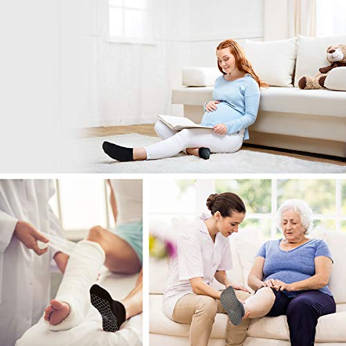 unenow Unisex Non Slip Grip Socks for Yoga Pilates Barre Home & Hospital - color: 4 Pairs-black/Blue/Light Grey/Dark Grey, size: Medium