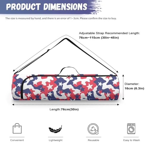 Yoga Mat Bag for Women & Men Full-Zip Yoga Mat Carrier Bag for Class Workout Park with Adjustable Strap - color: Camouflage Red Flag