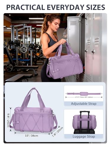 RHDZO Small Gym Bag for Women with Yoga Mat Holder and Wet Pocket, Purple - color: Purple