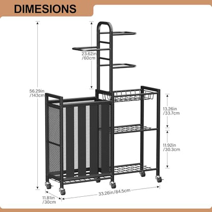 Homeiju Ball Storage Garage Sports Equipment Organizer, Metal, Black