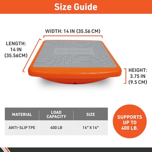 Body Sport Rocker Board for Balance Training, Ankle Rehab and Physical Therapy | Non-Skid Wobble Board for Standing Desk and Home Gym | 14 In. | 400 lb. Capacity