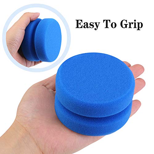 Aodaer 6 PCS Paint Sponge Applicator Blue Round Detail Painting Sponge for Car Waxing Wall Repairing Kitchen Cleaning Art Crafts Sponges with Mesh Bag 3.1 Inches