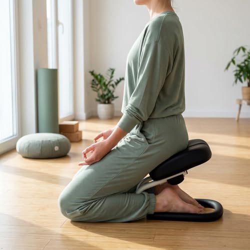 Meditation Bench, Prayer Kneeling Stool with Non-Slip Cushion，Adjustable Metal Kneeling Meditation Stool,Ergonomic Yoga Stool for Long-Term Meditation, Home Prayer and Yoga