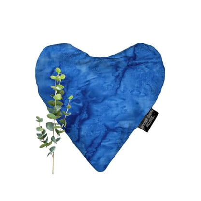 Mother Earth Pillows Small Heart-Shaped Flax Pillow for Natural Pain Relief, Warm or Cold Therapy, Herbal Aromatherapy Pillow (Blue Print - Breathe Herbal Blend) - color: Blue Print - Breathe Herbal Blend
