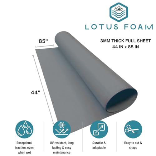 LotusFoam EVA Foam Sheet 3mm – 44"x 85" Craft Foam for Cosplay, Costumes & DIY, High Density 130 kg/m3, Heat Shapeable, Paintable, 35 Colors (Grey) - Grey - color: Grey