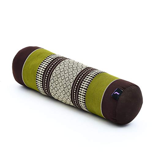 Leewadee Small Yoga Bolster – Shape-Retaining Cervical Neck Roll, Tube Pillow for Comfortable Reading, Kapok Filling, 22 x 6 x 6 inches - color: Sf20 - Brown, Green