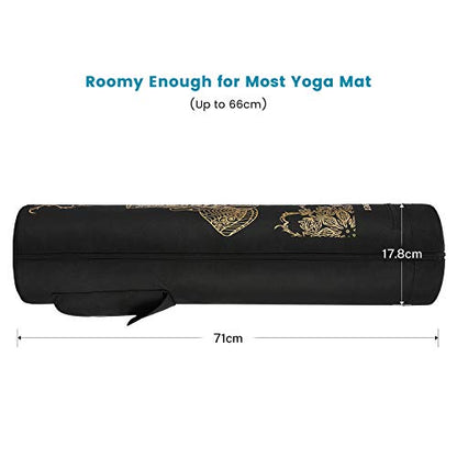 Gonex Yoga Mat Bag, Full-Zip Mat Carrier | 600D Oxford Fabric, Wet Pocket, Front Zip Pocket, Adjustable Strap, Fits Mats up to 26" - color: Black