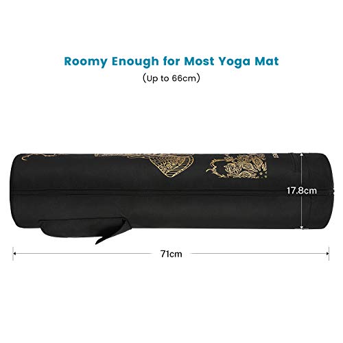 Gonex Yoga Mat Bag, Full-Zip Mat Carrier | 600D Oxford Fabric, Wet Pocket, Front Zip Pocket, Adjustable Strap, Fits Mats up to 26" - color: Black