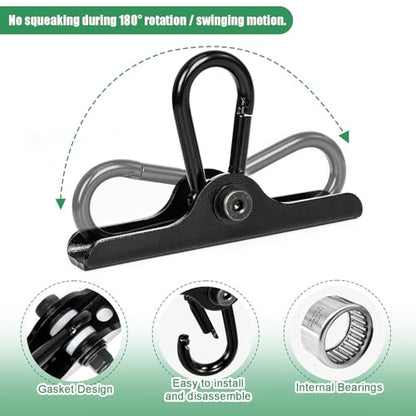 Heavy Punching Bag Hanger | Wall/Ceiling Mount Hook with 180° / 360° Rotation | Wood Beam Holder for Boxing, Weight Training, Aerial Yoga Swing & Hammock - size: 180° Swing with spring hook