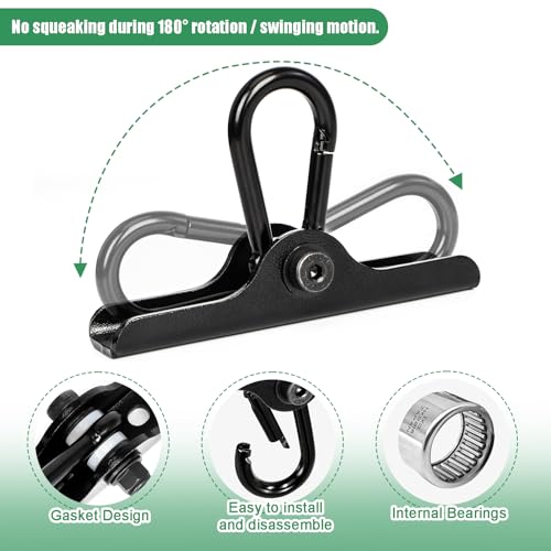 Heavy Punching Bag Hanger | Wall/Ceiling Mount Hook with 180° / 360° Rotation | Wood Beam Holder for Boxing, Weight Training, Aerial Yoga Swing & Hammock - size: 180° Swing with spring hook