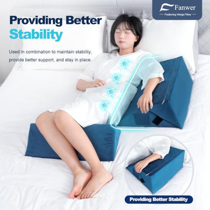 Fanwer Positioning Wedge Pillow for Side Sleeping (3 in 1),19.69",Lake Blue - color: Lake Blue, size: 19.69in