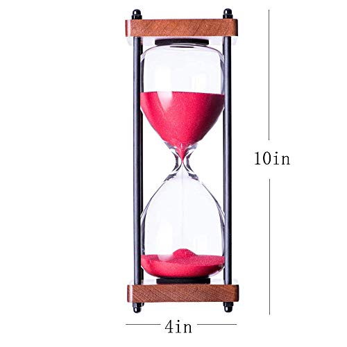 Large Hourglass Timer 60 Minute, Decorative Wooden Sandglass, Red - color: Red Sand