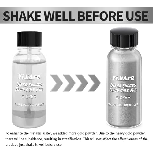 Liquid Leaf Paint - Alcohol-Based Metallic Paint, Quick-Drying for Crafts, DIY, and Resin Projects,Can be Used with Spray Guns - Silver 1 Fl Oz - color: Silver, size: 1 Fl Oz (Pack of 1)
