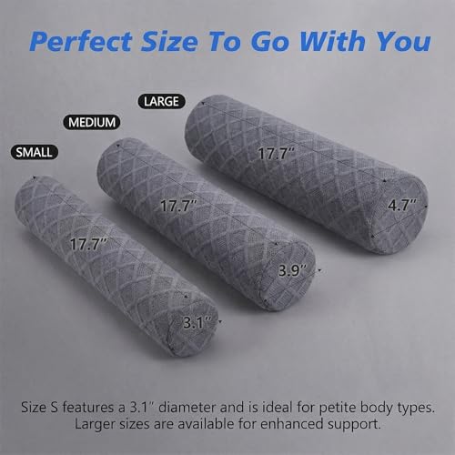 3.9" Small Neck Roll Memory Foam Pillow Cylinder,Detachable Cover - color: Gray, size: Medium - 3.9" H