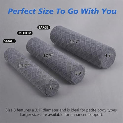 3.9" Small Neck Roll Memory Foam Pillow Cylinder,Detachable Cover - color: Gray, size: Medium - 3.9" H