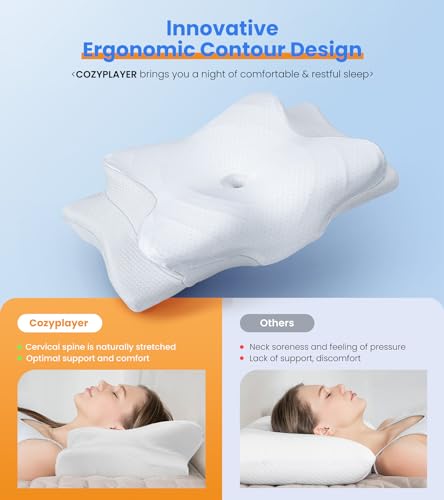 Ultra Pain Relief Cooling Pillow for Neck Support, Adjustable Cervical Pillow Cozy Sleeping, Odorless Ergonomic Contour Memory Foam Pillows, Orthopedic Bed Pillow for Side Back Stomach Sleeper - color: White