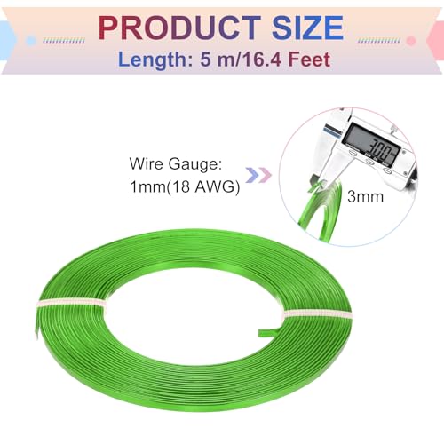 MECCANIXITY Aluminum Flat Wire, 3mm 18 Gauge Bendable Nose Wire Soft Craft Jewelry Wire for Jewelry Making Handmade Crafts DIY Bezel Sculpting, Dark Green - color: Dark Green