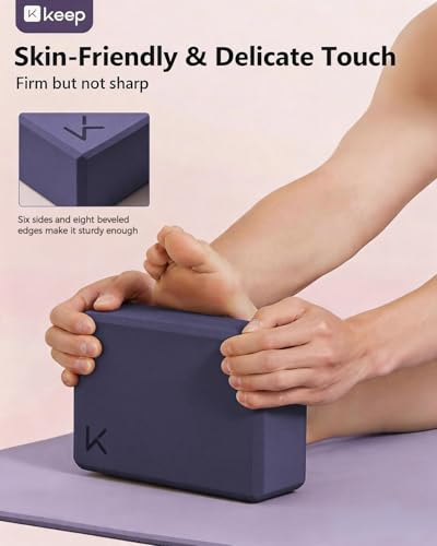 KEEP Yoga Block, High-Density EVA Foam 2 Pack Yoga Block with Non-Slip Textured Surface, Supportive, Lightweight - Ideal for Yoga - color: 2-pack-hibiscus purple