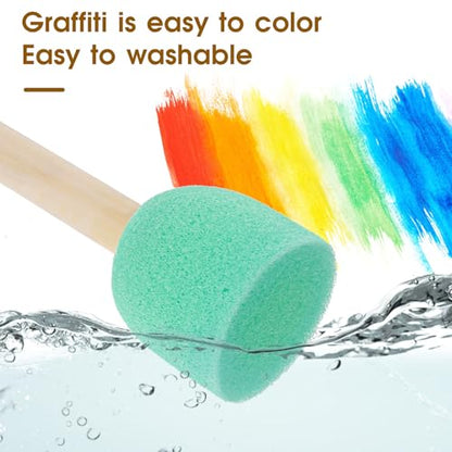 20 PCS Sponge Paint Brushes, Sponges for Painting Round Flower Star Sponge Paint Brush, Art Class Acrylic Painting Tools for Arts and Crafts, 5 Style Art Sponges