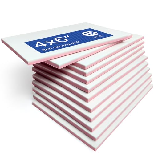 Falling in Art 12 Pack 4x6 Rubber Carving Block, Easy Cut Lino Blocks | Soft Linoleum Block for Printmaking, Stamps, Crafts - size: 4''x6'' 12 Pack