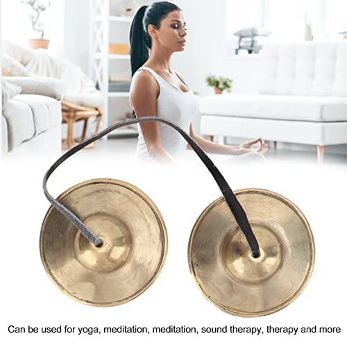 Tibetan Tingsha Cymbals, Brass 2.7in Strong Sound Penetration Meditation Chime Bells Auspicious Symbols Restoring Clarity Mind Lightweight Portable Tingsha Cymbals Bells for Percussion Instrument