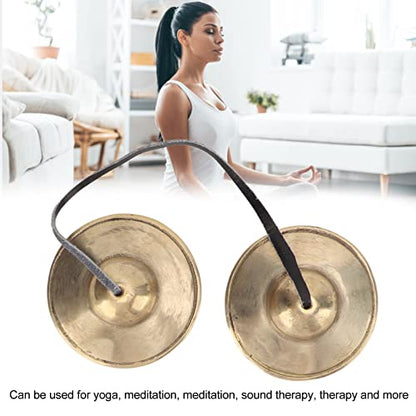 Tibetan Tingsha Cymbals Meditation Chime Bells, 2.7in Brass Strong Sound Penetration Tingsha Cymbals Bells, Lightweight Portable Tingsha Cymbals Bells Om Mane Padme Hum for Percussion Instrument
