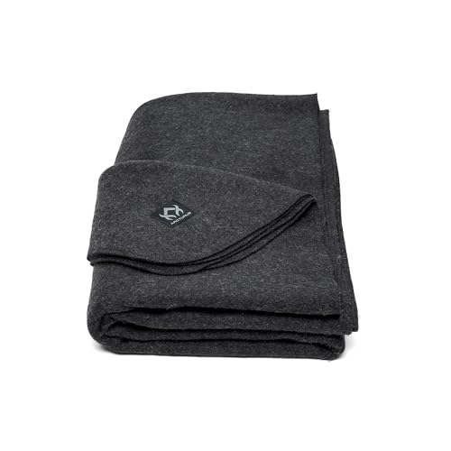 Arcturus Military Wool Blanket - Warm, Thick, Washable - Great for Outdoors, Camping, Stadium Blanket, Picnics, Travel - Car & Bushcraft Survival Kits - color: Charcoal, size: Twin
