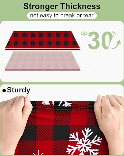 Smiry 8 Packs Buffalo Disposable Table Cloth, 54 x 108 Inch Waterproof Plastic Tablecloth, Rectangle Snowflake Red Checkered Table Covers for Picnic, Christmas, Birthday, Party - color: Christmas Red, size: 54"x108" (Pack of 8)