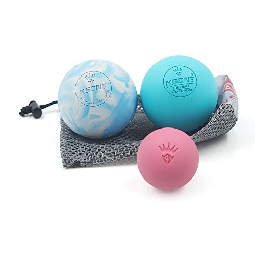 KSONE Massage Lacrosse Balls -Massage Balls for Myofacial Release&Trigger Point Therapy-Set of 2-Hard Lacrosse Massage Ball &Soft Massage Ball with one mini Ball - color: Multi Blue