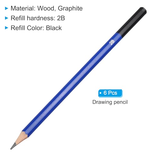 PATIKIL 2B Drawing Pencils for Sketching, 6PCS Sketch Pencils for Drawing Art Pencils Graphite Wood Pre-sharpened for Drawing Sketching Artists, 2B Pencils - size: 1 Count (Pack of 1), style: 2B