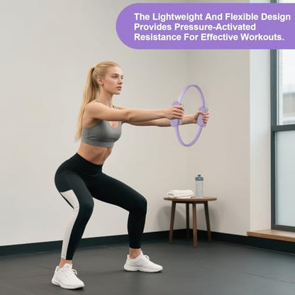 Pilates Ring 15 Inch Magic Circle Ring, Dual Padded Handles Pilates Rings Circle, Adjustable Yoga Ring - color: Purple