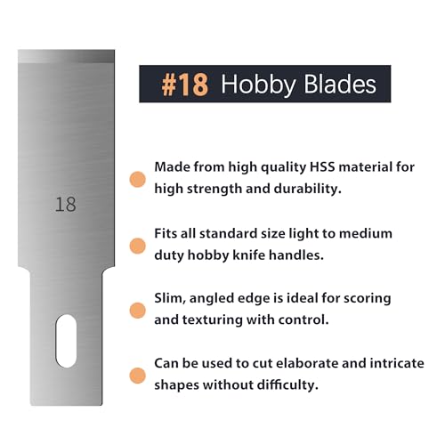 Headley Tools #18 Hobby Knife Blades(Pack of 100),Art Blades Cutting Tool with Storage Case for Craft, Hobby, Scrapbooking, Stencil - size: #18-100pcs