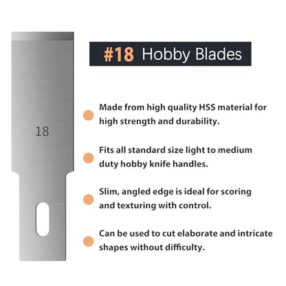 Headley Tools #18 Hobby Knife Blades(Pack of 100),Art Blades Cutting Tool with Storage Case for Craft, Hobby, Scrapbooking, Stencil - size: #18-100pcs