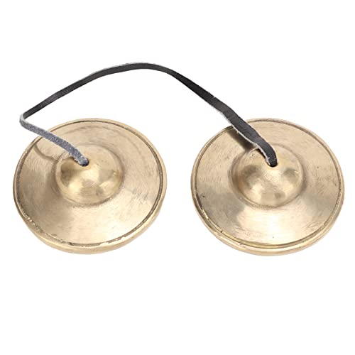 Tibetan Tingsha Cymbals, Brass 2.7in Strong Sound Penetration Meditation Chime Bells Auspicious Symbols Restoring Clarity Mind Lightweight Portable Tingsha Cymbals Bells for Percussion Instrument