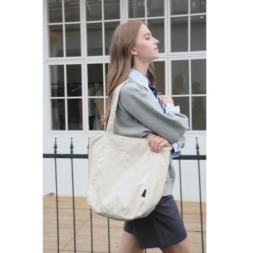 Barsine Tote Bag for Women Unisex Lightweight Nylon Totes Purses and Handbags Large Casual Shoulder Hobo for Travel Gym - color: White