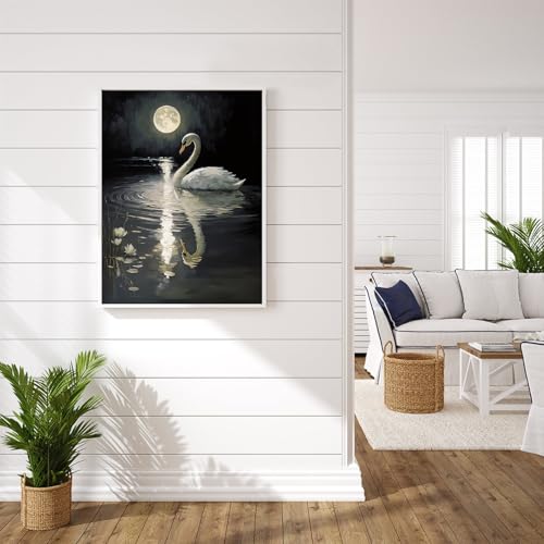 DIY Swan Diamond Art Kits for Adults, Diamond Painting Kits for Beginners | Diamond Dot for Adults, Small Dimond Art Paintings, Full Drill Gem Painting, Crafts for Adults, Home Wall Decor (12x16inch) - color: QY150