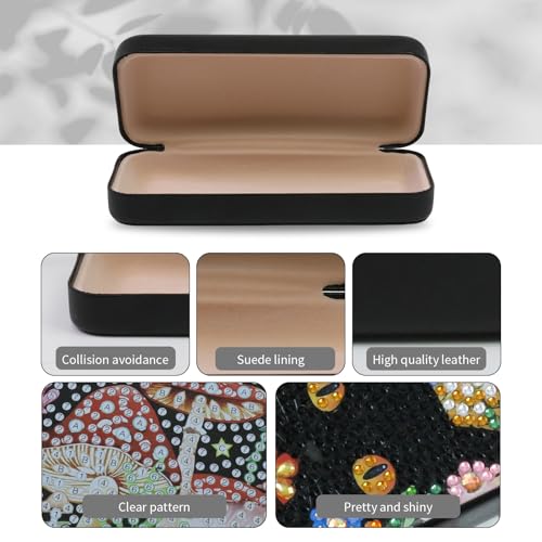 FlyingMage 5D Diamond Art Painting Kit for Adults Beginner, Small DIY Diamond Dots Gem Art Painting Mosaic Kits, Cute Hard Shell Sunglasses Eyeglasses Glasses Case for Women Teen, Flower Cat - color: Orange Cat