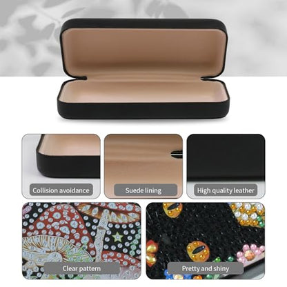 FlyingMage 5D Diamond Art Painting Kit for Adults Beginner, Small DIY Diamond Dots Gem Art Painting Mosaic Kits, Cute Hard Shell Sunglasses Eyeglasses Glasses Case for Women Teen, Flower Cat - color: Orange Cat