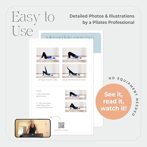 56 Pilates Cards- Use with Magic Circle - 40 Exercises Pilates Workout Cards with the Ring and Ball - Detailed Photos and Video Instructions - Equipment Optional. (56 Pilates Cards with Equipment)