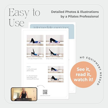 56 Pilates Cards- Use with Magic Circle - 40 Exercises Pilates Workout Cards with the Ring and Ball - Detailed Photos and Video Instructions - Equipment Optional. (56 Pilates Cards with Equipment)