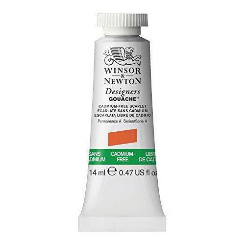 Winsor & Newton Designer's Gouache, 14 ml (0.47oz) tube, Cadmium-Free Scarlet - color: Cadmium-free Scarlet, style: 0.47-oz Tube