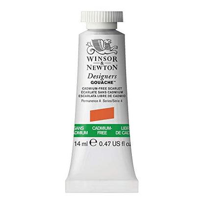 Winsor & Newton Designer's Gouache, 14 ml (0.47oz) tube, Cadmium-Free Scarlet - color: Cadmium-free Scarlet, style: 0.47-oz Tube