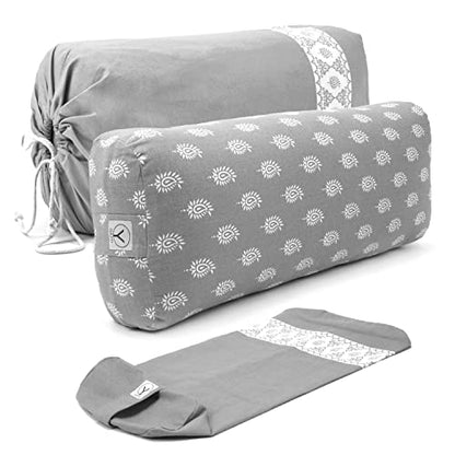 Y O GAYO Yoga Bolster - Made with 100% Cotton, Yoga Pillow Set Includes Extra Washable Cover and Carry Bag - color: Standard Size (25 X 10.5 X 6.5 In)