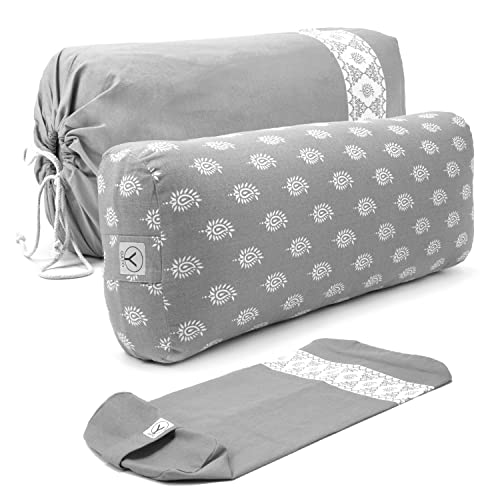 Y O GAYO Yoga Bolster - Made with 100% Cotton, Yoga Pillow Set Includes Extra Washable Cover and Carry Bag - color: Standard Size (25 X 10.5 X 6.5 In)