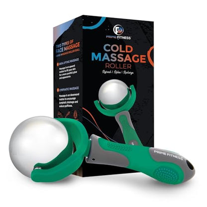 PRIME Fitness Cold Massage Roller Ball | Cold Therapy | Ice Roller Ball with Handle | cryo Stick | Relieve Muscle Pain (Green) - color: Green