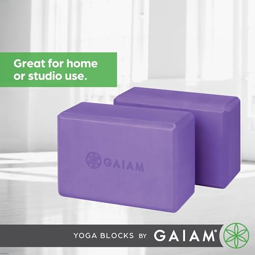 Gaiam Yoga Block - Supportive Latex-Free Eva Foam - Soft Non-Slip Surface with Beveled Edges for Yoga, Pilates, Meditation - color: Deep Purple, style: 2 Blocks