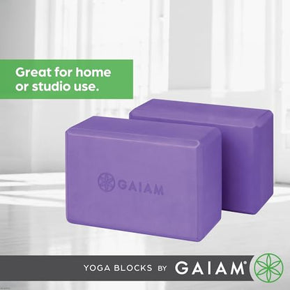Gaiam Yoga Block - Supportive Latex-Free Eva Foam - Soft Non-Slip Surface with Beveled Edges for Yoga, Pilates, Meditation - color: Deep Purple, style: 2 Blocks