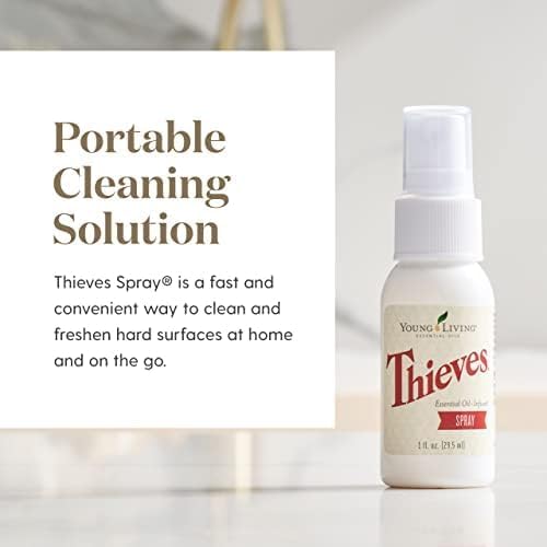 Young Living Thieves Spray | 1 oz | Portable Cleaner Spray, Formulated with Water & Alcohol, Ideal for Travel Essentials & Home; Fits in Backpack, Luggage, or Purse | 3 Pack - size: 0.33 Fl Oz (Pack of 3)