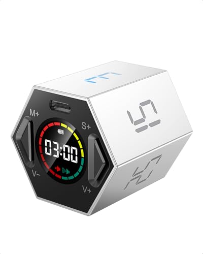 Ticktime T6 Pomodoro Timer Cube for Focus, Study, Work, Task, ADHD, Kitchen - color: Gray